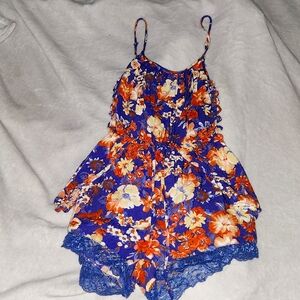 Small floral romper with skirt overlay SIze Small